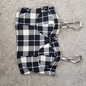 🖤🤍 No Boundaries Black & White Plaid Bralette – Size Small (3–5) | New